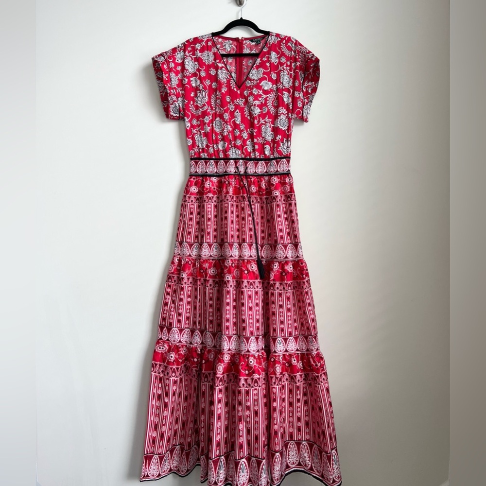 NWOT Ralph Lauren Red and White Floral Mexican Inspired Festive Dress